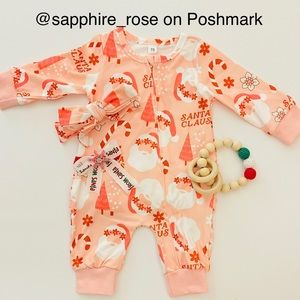 Baby Groovy Santa Claus Infant Sleeper Set Christmas Gift Set Teether Headbands